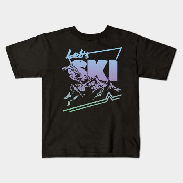 Retro Ski  - Vintage 80s 90s Ski Kids T-Shirt by luckyboystudio